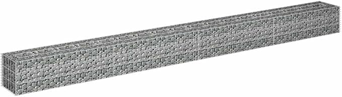 Gabion Raised Garden Bed Silver Galvanized Steel 141.7x11.8x11.8 Inch Rectangular Planter for Outdoor Plants Durable Metal Construction