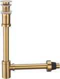 RANDOM Brass P Trap with Bathroom Sink Stopper Kit Without OverflowChampagne Bronze U-Shape 1-1/4 inch Sink Trap with 11.6″ Slip Joint Extension TubeAdjustable Height Sink Drain Bottle P-Trap Kit