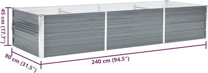 Gray Galvanized Steel Raised Garden Bed - Deep &amp Wide Weather-Resistant Easy Assembly