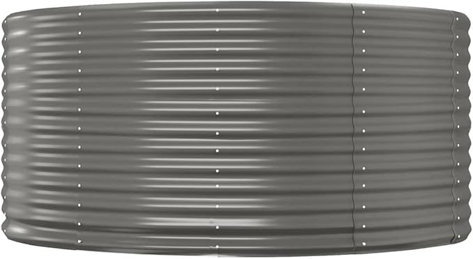 Grey Powder-Coated Steel Garden Raised Bed 55.1x55.1x26.8 Inch Large Outdoor Planter for Vegetables Herbs Flowers Durable Elevated Garden Bed