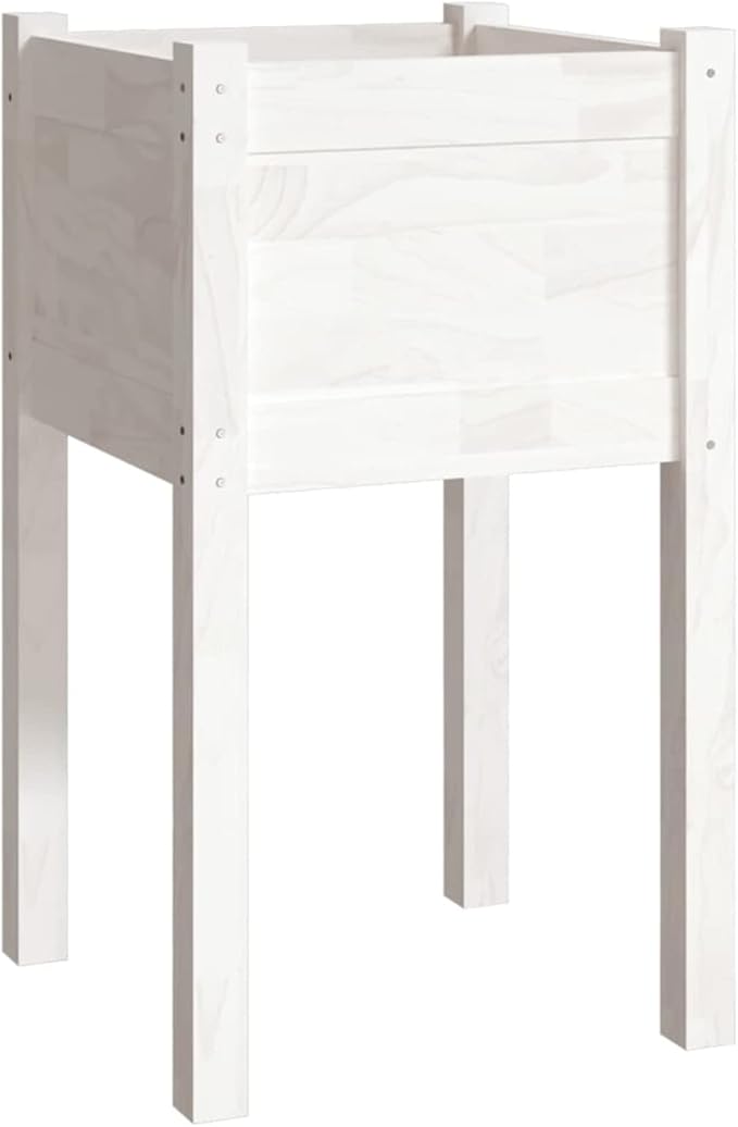 Raised Bed Wood Raised Beds for Garden Wooden Raised Bed Planter Raised Bed Wood White Herb Bed Wood Flower Box Flower Box Flower Pot Garden Planter 40 x 40 x 70 cm Pack of 2