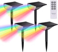 Set of 4 Solar Spotlights for Outdoor Gardens Color-Changing Led Lights with Remote Control Waterproof Landscape Lighting