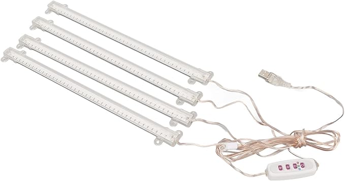 Full Plant Grow Light with USB Plug 4 Heads Dimmable LED for Indoor Succulent Care - Timer Function Adjustable Brightness Easy Installation (Sun Light 4000K 168LEDs)