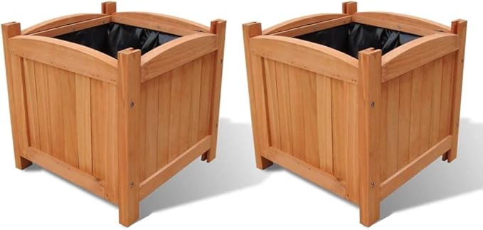 Wooden Raised Bed Outdoor planters Garden planters for Growing Vegetables Flowers Herbs and Succulents 11.8 x 11.8 x 11.8 Set of 2
