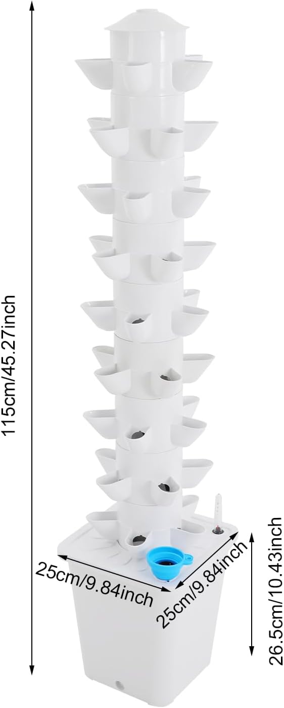 45-Pod Hydroponic Growing Tower 9 Tier Vertical Garden System with Water Pump &amp 5.3Gal Tank Indoor Herb/Vegetable Planter for Home Office