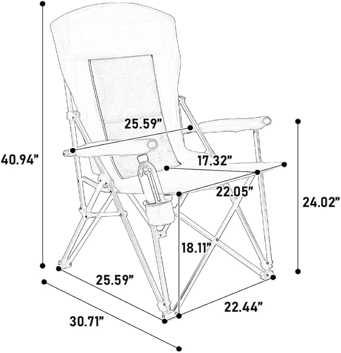 High Back Heavy Duty Lawn Chair Support 250LBS Portable Collapsible Chair with Cup Holder (Blue + Steel)