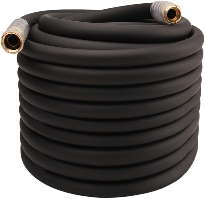 Heavy Duty Premium Garden Hose 150ft x 3/4 300PSI Working 1000PSI Burst Hybrid Rubber Water Hose with Transparent Swivel Handle - Hot/Cold Water - Five Layered Braiding with Brass fittings (Black)