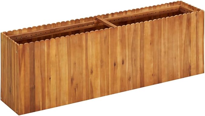 REWIS Garden Raised Bed Planter Raised Beds Raised Planter Box Planters for Outdoor Plants Garden Beds 59x11.8x19.6 Solid Acacia Wood