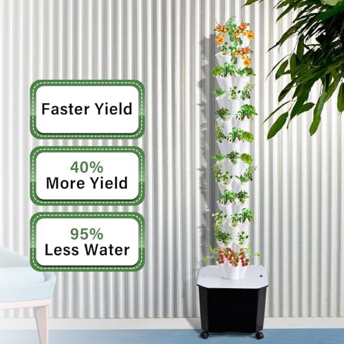 60-Plant Hydroponic Growing System Kit - 50L Large Capacity Tower with Timer &amp Water Pump - Modular Indoor/Outdoor Hydroponics for Vegetables Strawberries &amp Lettuce