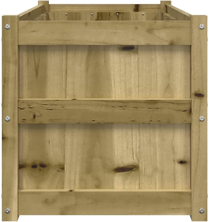 Garden Planter Set of 2 Brown Vacuum Pressure Treated Pinewood 35.4x35.4x19.7 Inch Rectangular Raised Garden Beds Outdoor for Flowers Herbs Vegetables