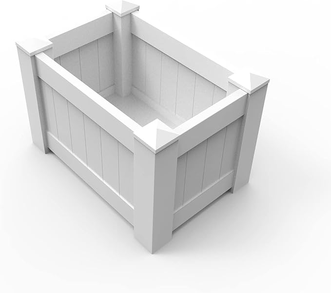 Windscreen4less 5 PCS 31x20x20 Vinyl Raised Bed White Planter Box for Patio Balcony Deck Vegetables Herbs and Succulents Outdoor Indoor