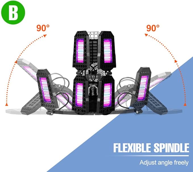 4PCS 300W LED Indoor Full Spectrum Growth Lighting AC100-277V Deformable Hydroponic Succulent Cultivation Lamps 110V Red/Blue 8-Leaf Foldable 90° Seedling Lamping UV/IR Red/Blue Spectrum Greenhouse
