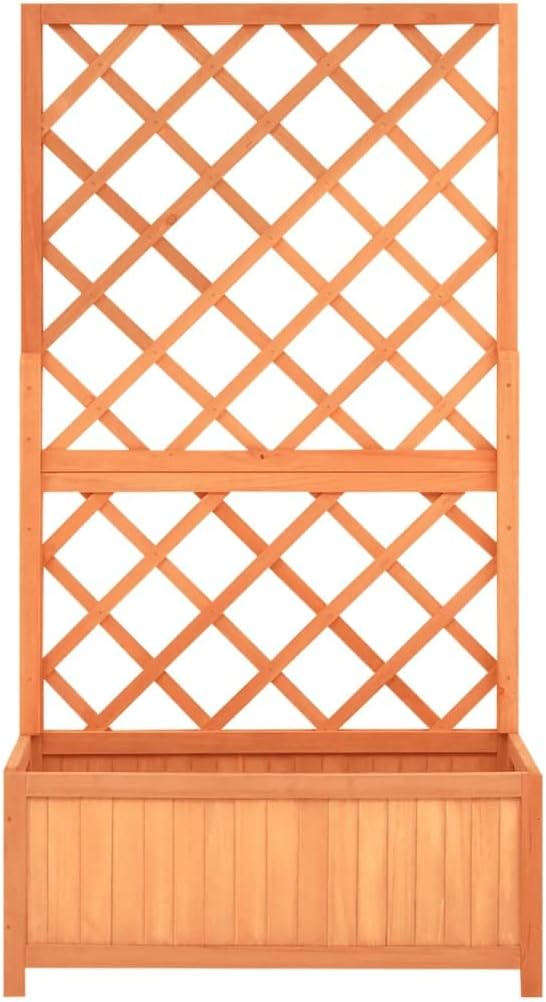 Garden Trellis Pot Raised Bed Garden Beds Outdoor Garden Trellis Planter Brown 27.6x11.8x53.1 Solid Firwood Easy to Assemble for Backyard Patio Deck Lawn