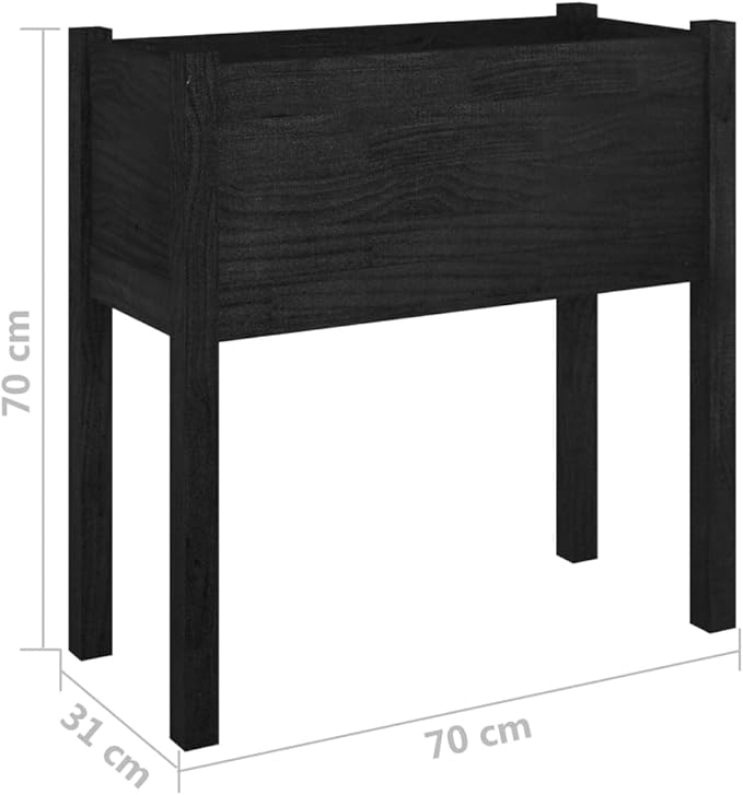2pcs Wooden Garden Planter Box Stand with Legs Outdoor Raised Garden Bed Garden Yard Wood Box for Vegetables Flowers Herbs Black 27.6x12.2x27.6 Solid Wood Pine