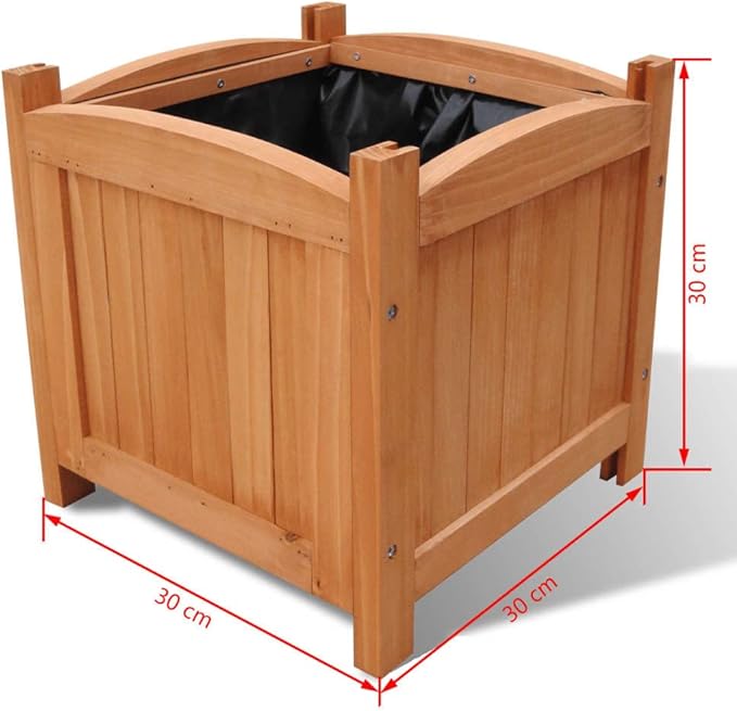 SKM Wooden Raised Bed 11.8 x 11.8 x 11.8 Set of 2