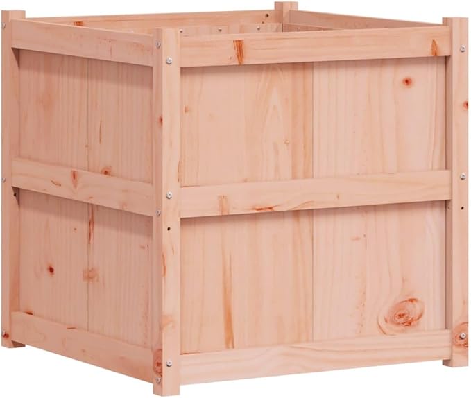 Large Square Garden Planter Box Solid Douglas Fir Wood Oiled Finish 27.6x27.6x27.6 inch Outdoor Raised Garden Bed for Patio Balcony Herbs Flowers Vegetables
