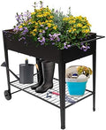 Mobile Metal Raised Garden Bed Cart on WheelsElevated Tall Planter Box for Outdoor Indoors House Patio Backyard Vegetables Flower Herb Patio Grow (Black)