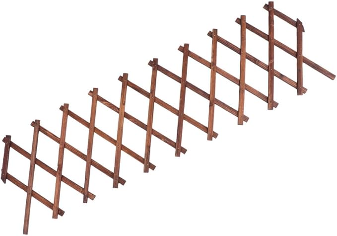 Totority Wooden Climbing Plant Support Carbonized Garden Trellis Expandable Willow Fencing Outdoor Plant Climb Support