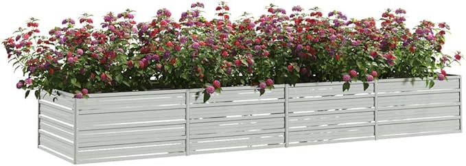 Large Galvanized Steel Garden Raised Bed Silver Rectangular Outdoor Planter Box for Vegetables Herbs Flowers 126x31.5x17.7