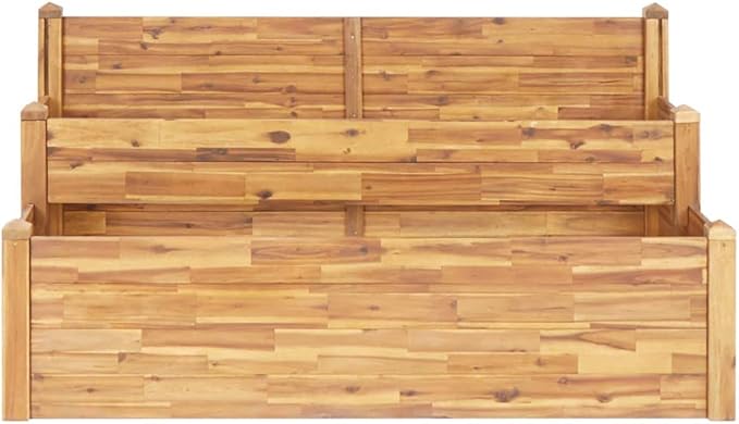 2-Tier Wooden Garden Planter Box Wood Garden Raised Bed for Plants Vegetables Herbs and Flowers 63x29.5x33.1-406
