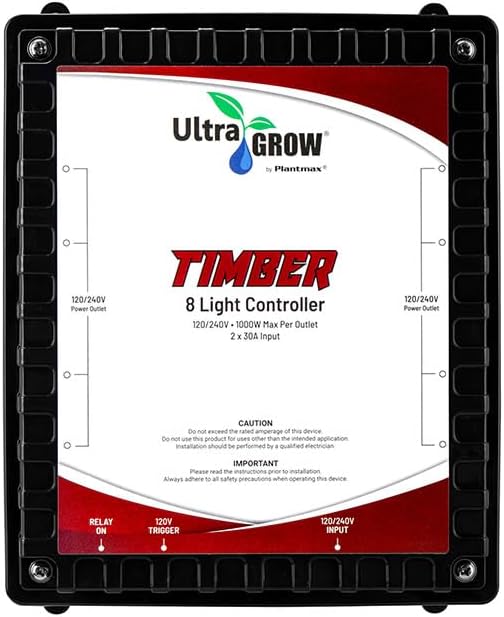 Plantmax UltraGrow – Timber 8 Light Controller with 120V Trigger Cord to Control HID LED Growing Light System Indoor Growing