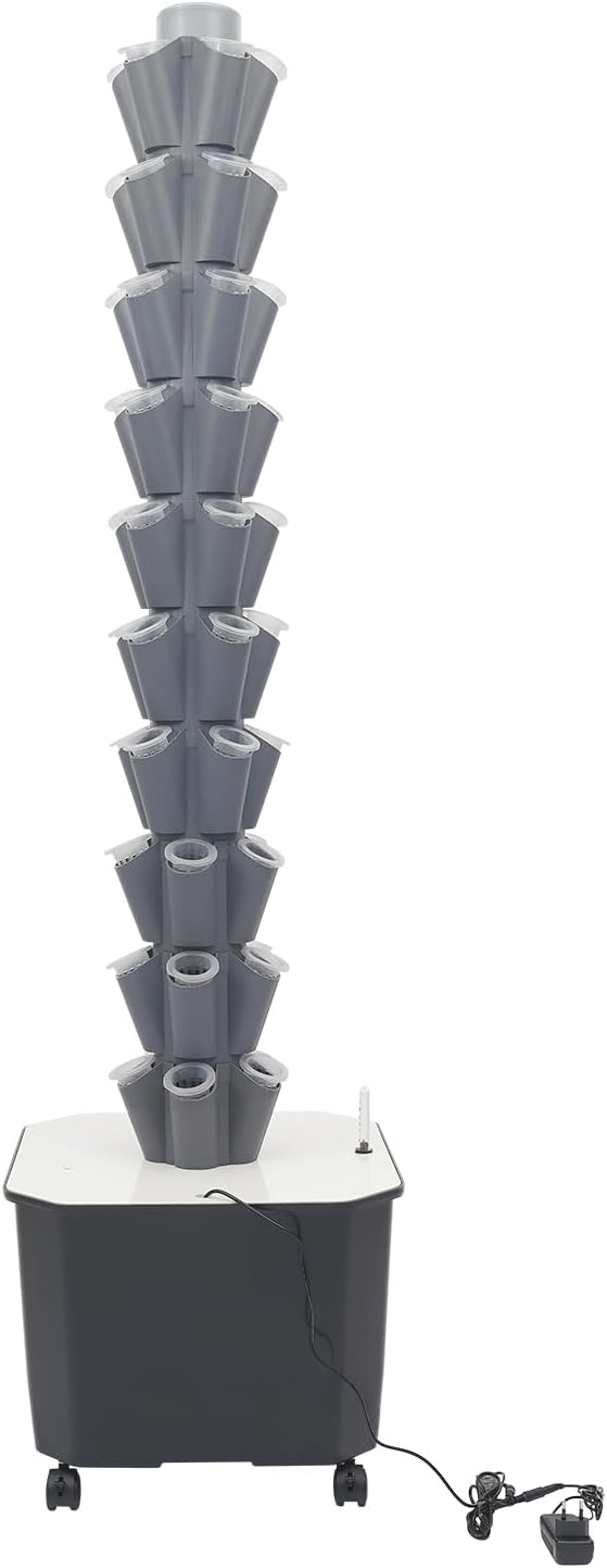Hydroponic Growing System 50-Plant Vegetable Planter Tower with Wheels Outdoor Indoor Garden Vertical Planter Germination Kit with Water Pump Intelligent Water Circulation &amp Timer Function