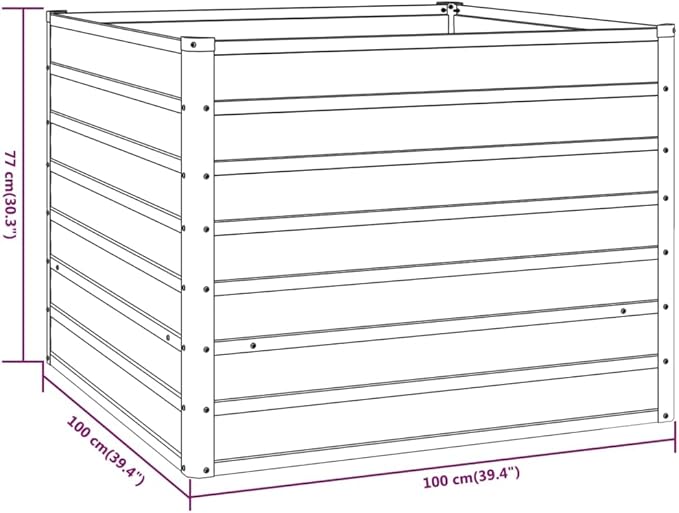 Large Corten Steel Garden Raised Bed Rustic &amp Modern Farmhouse Design Outdoor Planter Box Metal Raised Planter Bed for Vegetables Flowers 39.4x39.4x30.3 Brown-357
