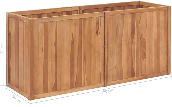 Teak Wood Raised Bed for Garden Plants Flowers Vegetables - Galvanized Steel Frame - 59.1 in. Width Wire Mesh - Outdoor Landscape Fencing Baskets