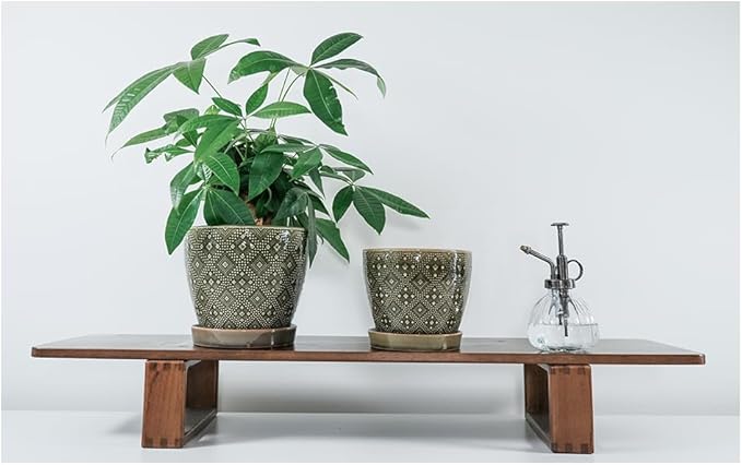 Docrin Dark Green Ceramic Planter Set - 6.6+5.5 Indoor Outdoor Pots with Drainage Holes &amp Saucers for Home Office Decor