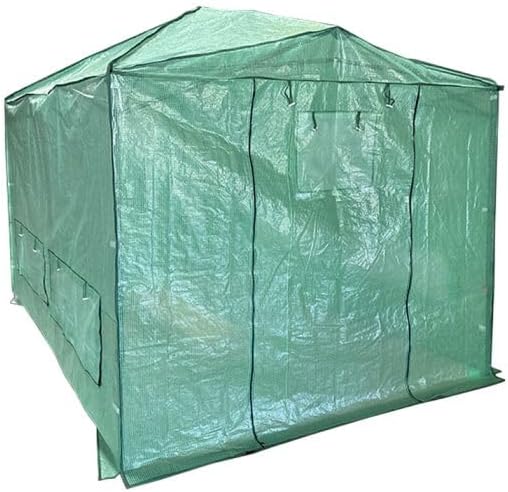 Garden Winds Custom Fit Replacement Cover Compatible with The Eagle Peak GH96EPT-GRN-AZ 12' x 8' Portable Walk in Instant Pop Up Greenhouse Zipper Entry Doors Mesh Side Windows - PE Fabric - Green