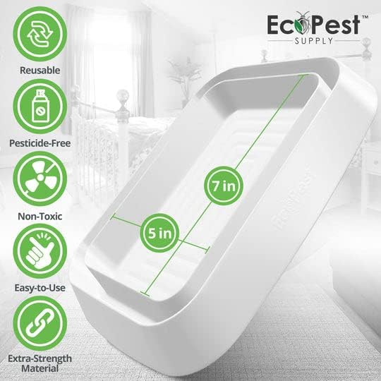 Bed Bug Interceptors – 4 Pack | Bed Bug Blocker (XL) Interceptor Traps (White) | Extra Large Insect Trap Monitor and Detector for Bed Legs