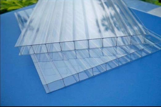 Two Pieces 8mm Twin Wall Polycarbonate Greenhouse Panels 8mm Polycarbonate Sheet Plastic Roof Panels Hurricane Shutters Greenhouse Replacement Panels Clear Light Weight - 2'X4'