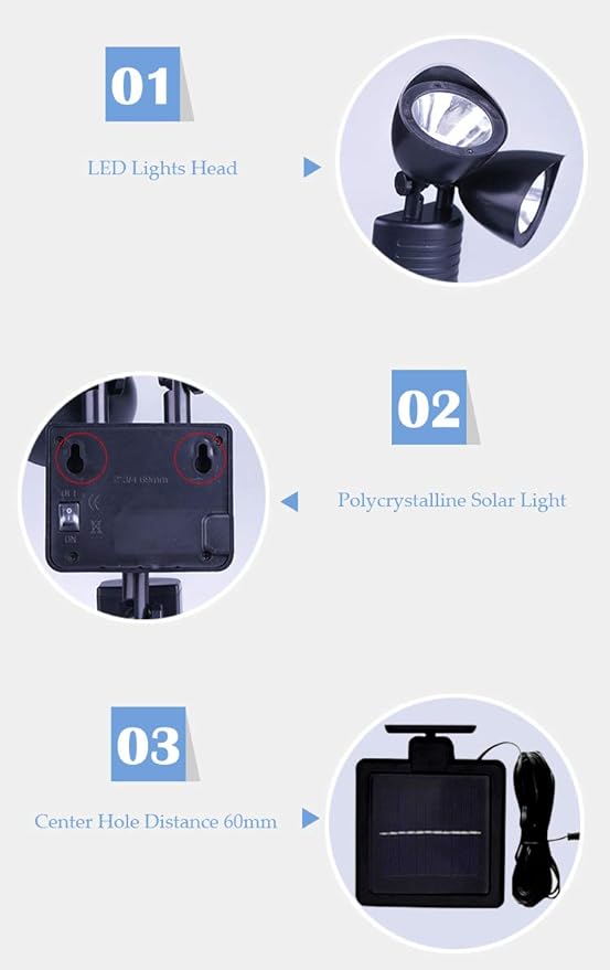 Solar LED Spotlights Double Head Reflector Light Body Sensor Outdoor Home Lighting Waterproof 22 LED Courtyard Landscape Street Lamp IP55 Fittings