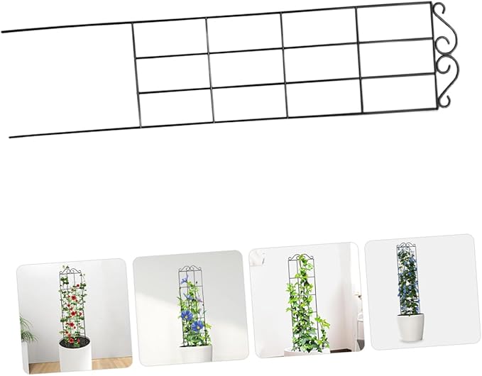 GLEAVI 4pcs Black Metal Climbing Vine Fixer Plant Support Frame Trellis for Indoor Outdoor Garden Potted Plants 50x15cm