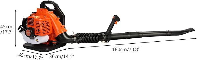 Backpack Leaf Blower 665 CFM Leaf Blower Gas Blower Electric Gas Leaf Blower for Lawn Care 1.7L Fuel Tank Leaf Blower 2-Stroke Engine Multi-Purpose 63CC High Strength Snow Blower (Orange)