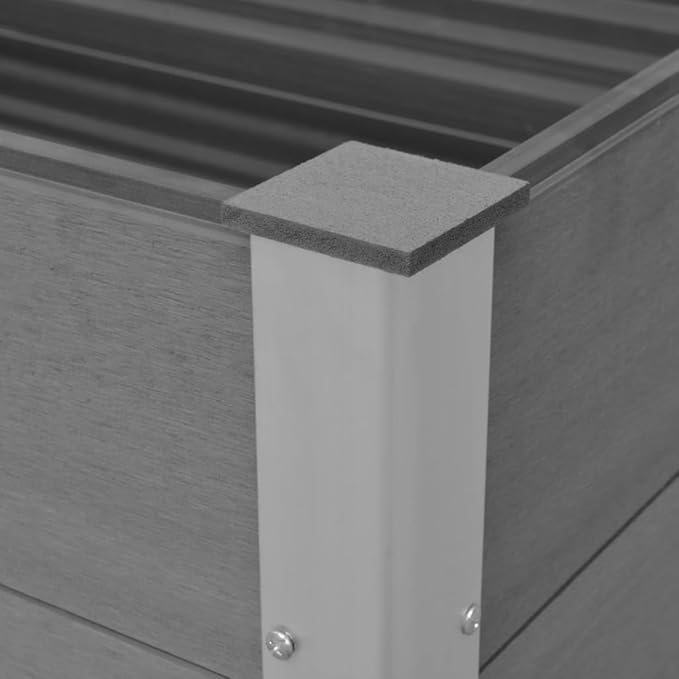 Outdoor Garden Raised Bed WPC Garden Planter Box Outdoor Planter Box for Gardening Vegetables Flowers Herb 59.1x19.7x21.3 Gray-221