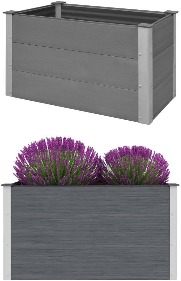 SKM Garden Raised Bed WPC 100x50x54 cm Grey (Weight-26KG)