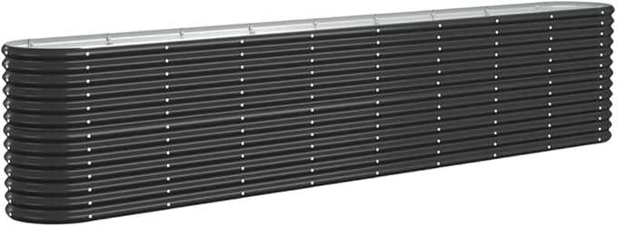 Garden Bed Large Metal Planter Box for Outdoor Vegetables Herb and Flower Planting - 130.7x15.7x26.8 Anthracite Powder-Coated Steel