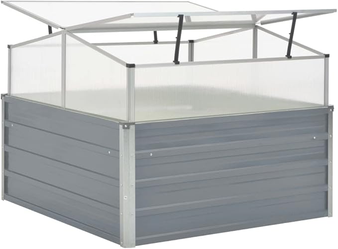 Galvanized Steel Elevated Garden Bed 39.4 in Square Stackable Raised Planter Box for Vegetables &amp Flowers Outdoor Patio Raised Bed with Adjustable Panels &amp Drainage