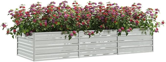 Garden Raised Bed Silver Galvanized Steel Large 94.5x31.5x17.7 Inch Outdoor Planter for Vegetables Herbs Flowers