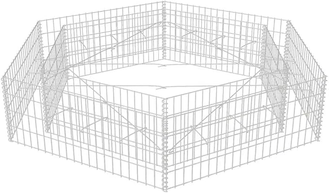 Gabion Raised Garden Bed Silver Galvanized Steel Planter for Outdoor Plants Hexagonal 78.7x68.1x15.7 inch Durable Garden Clearance Deals