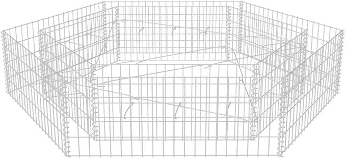 Gabion Raised Garden Bed Silver Galvanized Steel Planter for Outdoor Plants Hexagonal 78.7x68.1x15.7 inch Durable Garden Clearance Deals
