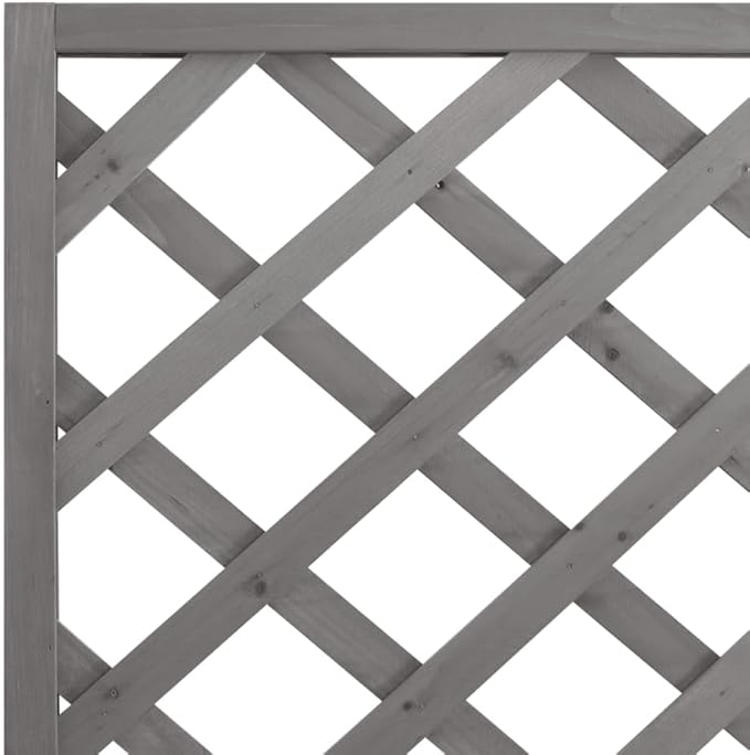 Wood Planter with Trellis Outdoor Raised Garden Bed with Trellis Wooden Planter Box for Climbing Plants 35.4x13.8x70.9 Gray Solid Wood Fir