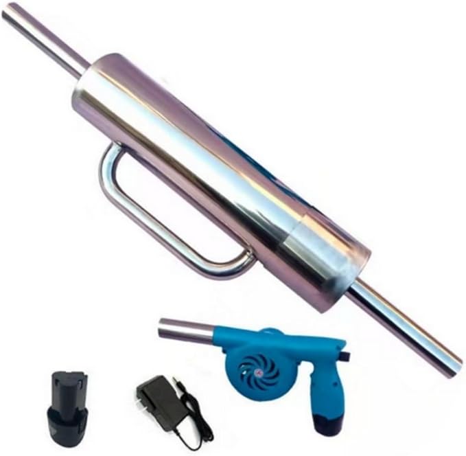 A Set of Smoke Rat Catcher Fog Mechine Farmland Mouse Catchers Durable Electric Fan Smoke Rats Also Suitable for Rabbits or Moles Outdoor Hunting Smoking Gun+2 Rechargeable Batteries+2 Cages