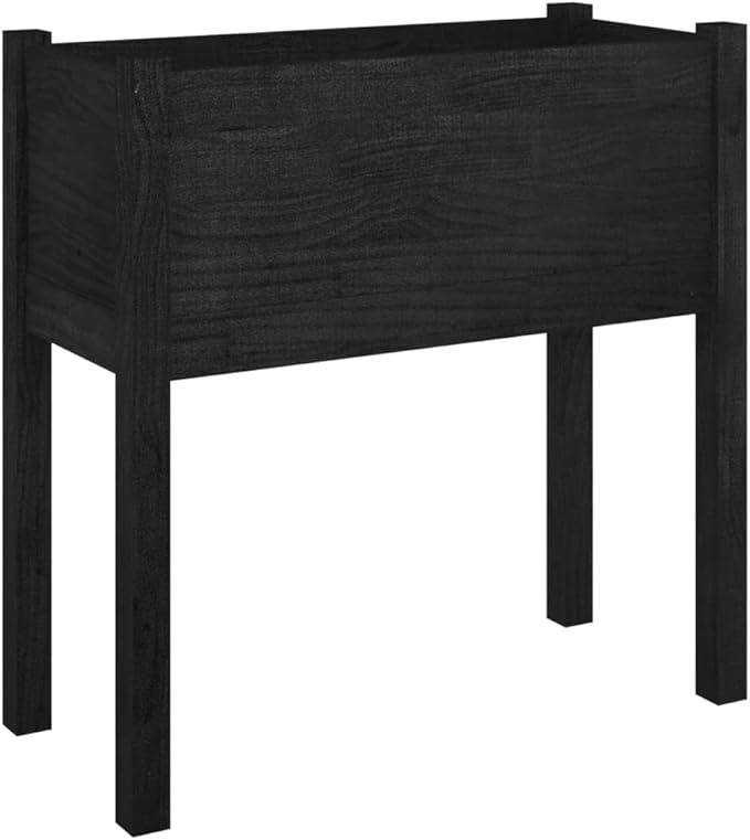 2pcs Wooden Garden Planter Box Stand with Legs Outdoor Raised Garden Bed Garden Yard Wood Box for Vegetables Flowers Herbs Black 27.6x12.2x27.6 Solid Wood Pine