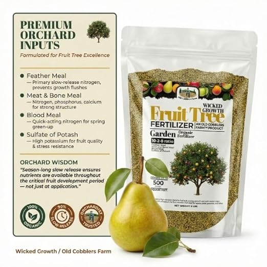 Old Cobblers Farm™ Wicked Organics 10-2-8 Fertilizer – Slow-Release Plant Food for All Fruit Trees – Boosts Root Strength Fruit Yield &amp Soil Health (5lbs|10lbs|15lbs|20lbs) (20lbs)