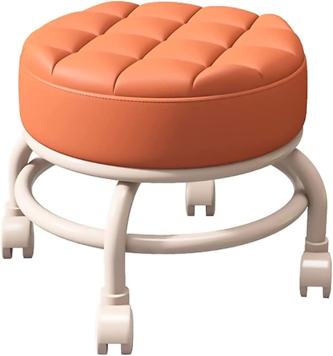 stool saddle stool small stool Rolling StoolLow Rolling Stool with WheelsLittle Low Small StoolsFoot Stools with Universal Swivel Caster Wheels Leather Small Stools for Gardening Home Daily Par