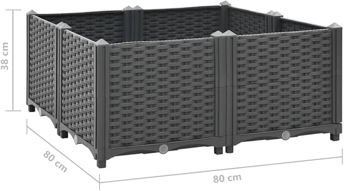 Raised BedsPlanters for Growing Fresh HerbsVegetablesFlowersSucculents and Other Plants | Ideal for Outdoor PatiosDecksBalconies 31.5x31.5x15 Polypropylene