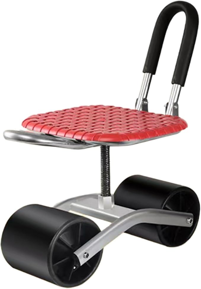 Garden Stool with WheelsAdjustable Height 20-33cm with Foldable Backrest Gardening Seat Bearing 150kgfor Orchards Farms(Black)