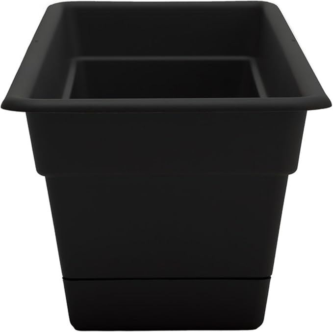 Bloem Dura Cotta 18 Black Resin Rectangle Window Box Planter with Saucer Tray for Indoor and Outdoor Gardening